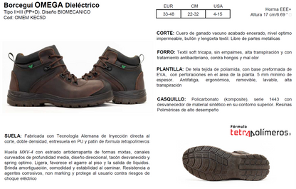 Bota borceguí seguridad Industrial dieléctrico  - Modelo Vanvien OMEGA. Precio de mayoreo $720 con IVA y Menudeo $1,095 con IVA - Vecktoren bota de seguridad industrial